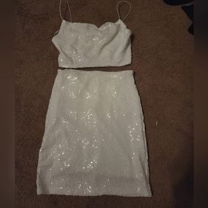 2 peice white glittery dress size medium